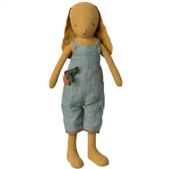 Maileg Bunny Size 3, Dusty Yellow With Overalls