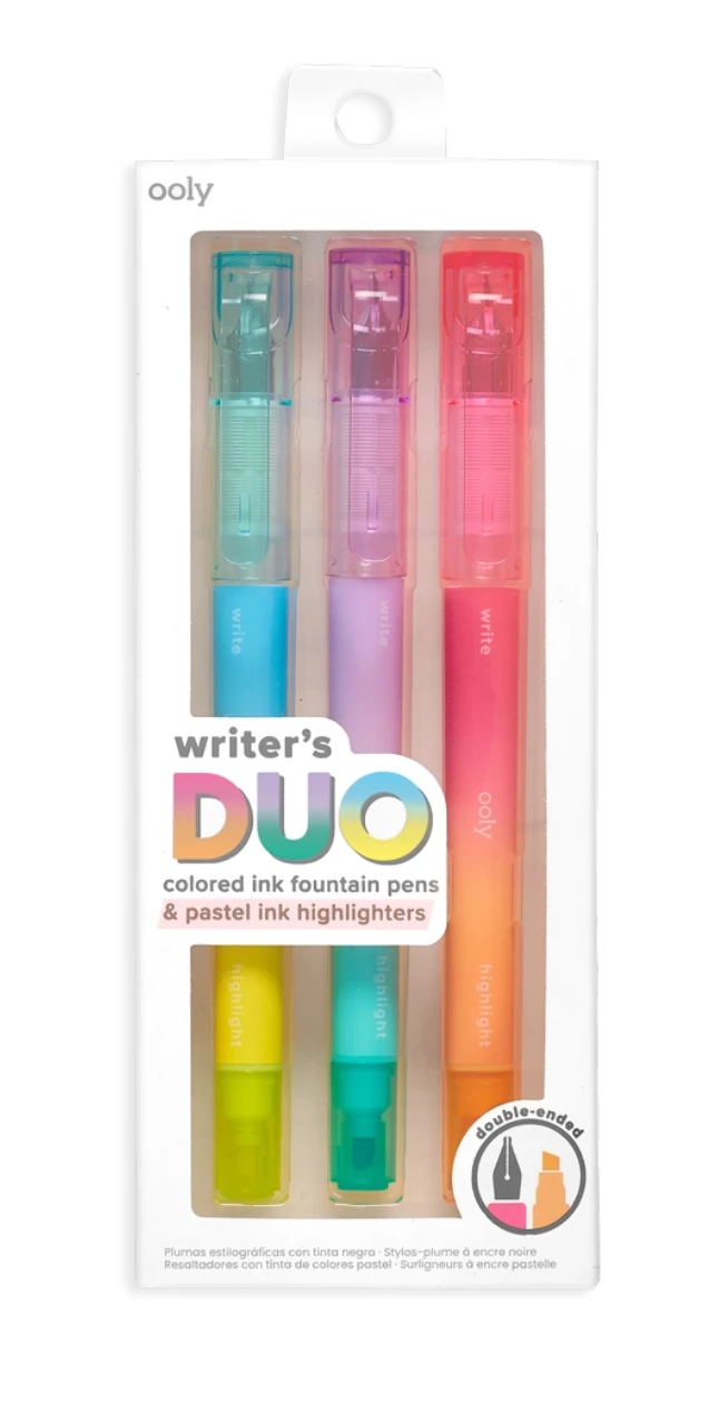 Ooly Writer's Duo Colored Ink Fountain Pens & Highlighters 1 Ooly Writer's Duo Colored Ink Fountain Pens & Highlighters