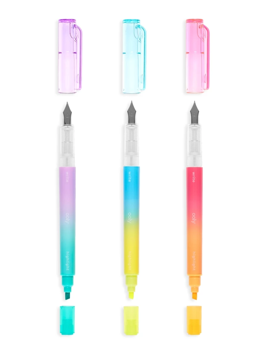 Ooly Writer's Duo Colored Ink Fountain Pens & Highlighters 3 Ooly Writer's Duo Colored Ink Fountain Pens & Highlighters - Image 3