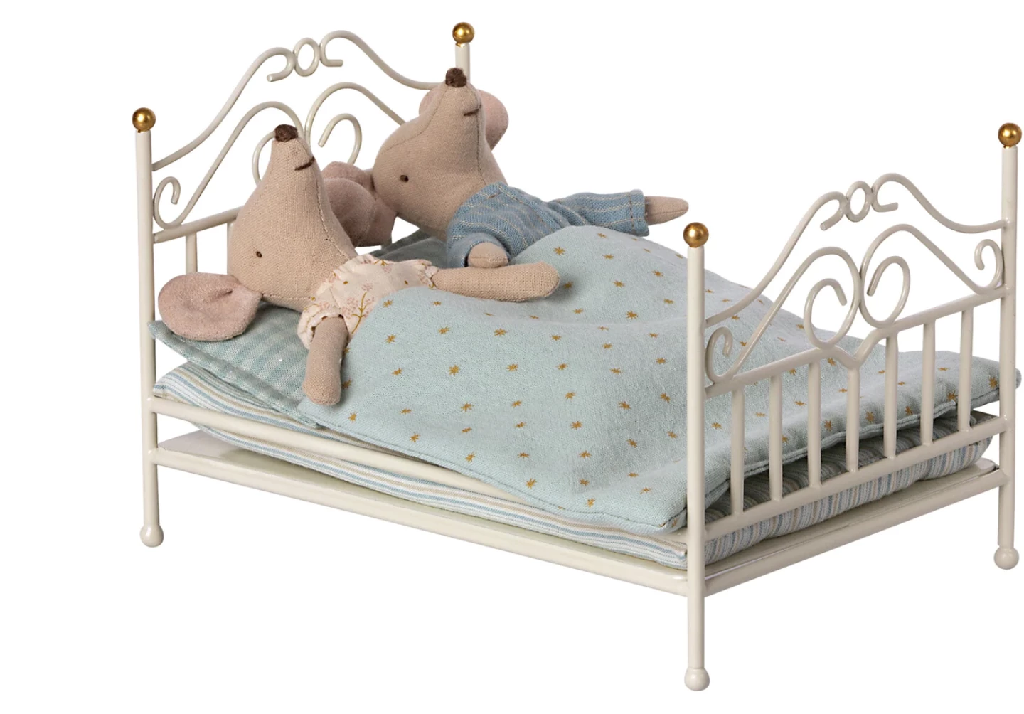 Maileg Vintage Bed, Micro - Off-white 2 Maileg Vintage Bed, Micro - Off-white - Image 2