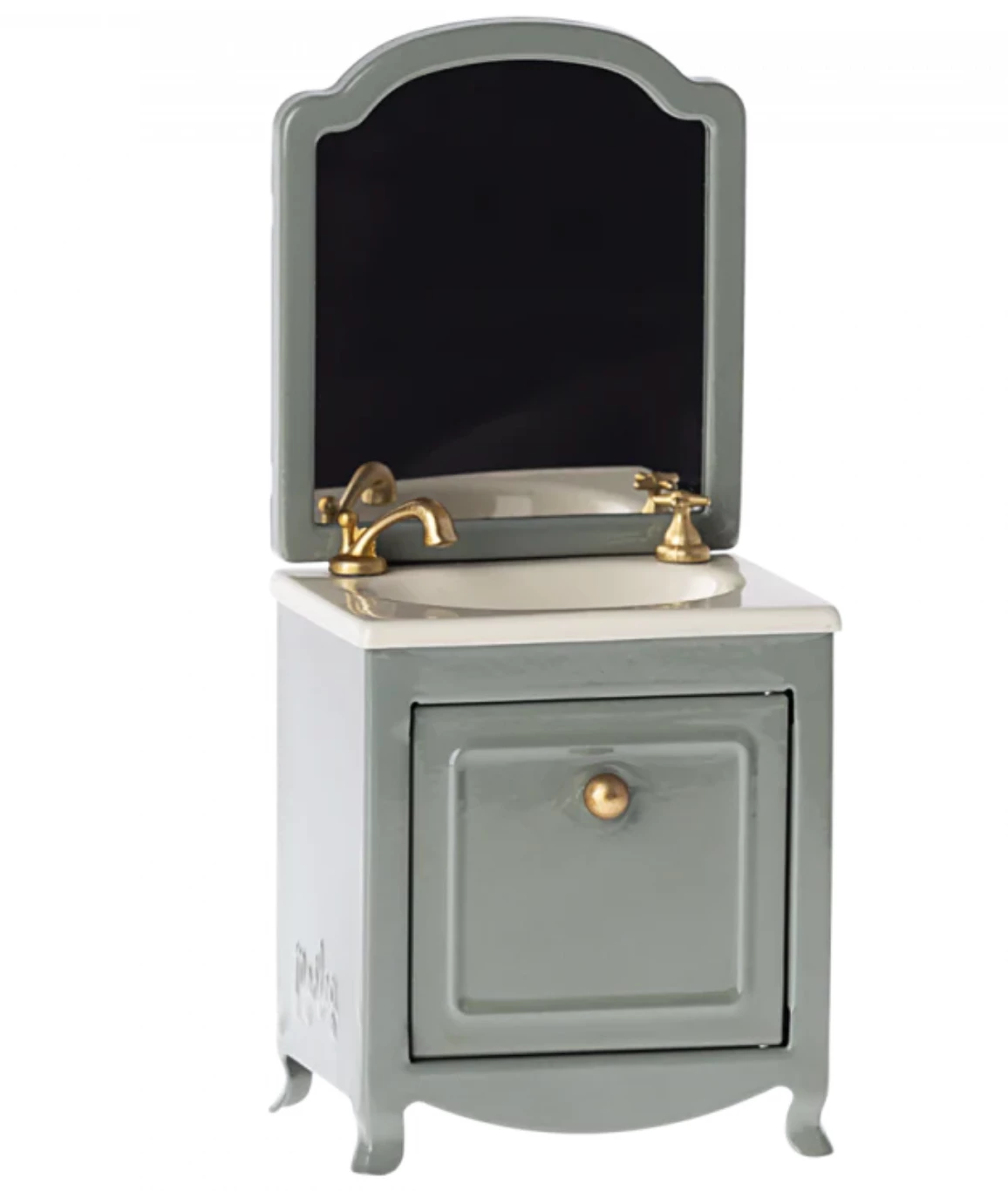 Maileg Sink W/ Mirror, Mouse - Dark Mint 2 Maileg Sink W/ Mirror, Mouse - Dark Mint - Image 2