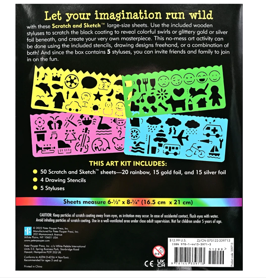 Peter Pauper Press Scratch & Sketch Sheets With Stencils 2 Peter Pauper Press Scratch & Sketch Sheets With Stencils - Image 2