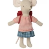 Maileg Tricycle Mouse, Big Sister W/ Red Backpack