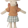 Maileg Tricycle Mouse, Big Sister W/ Rose Backpack