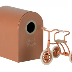 Maileg Abri A Tricycle, Mouse - Coral