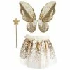 Great Pretenders Gracious Gold Sequined Skirt, Wand & Wings Size 4-6